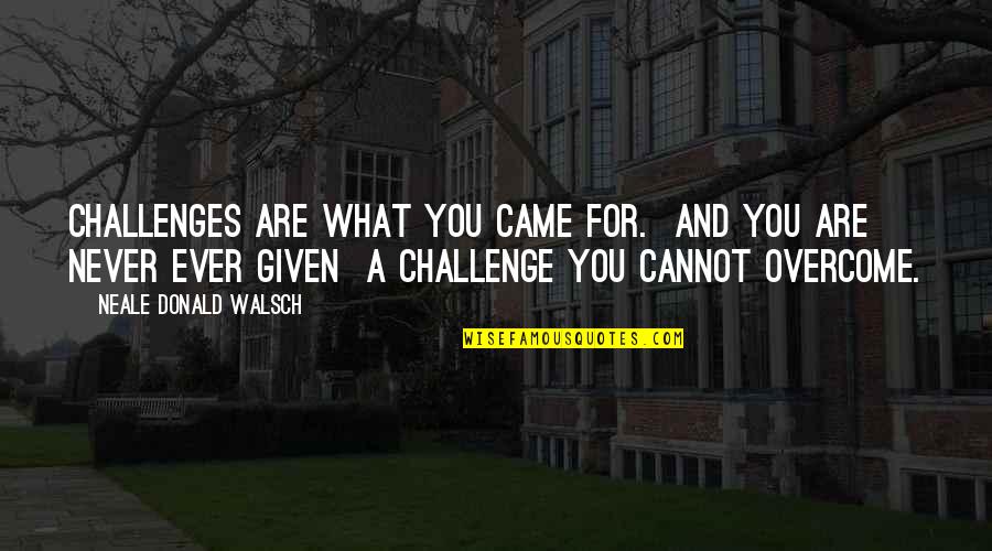 Overcome Challenges Quotes By Neale Donald Walsch: Challenges are what you came for. And you