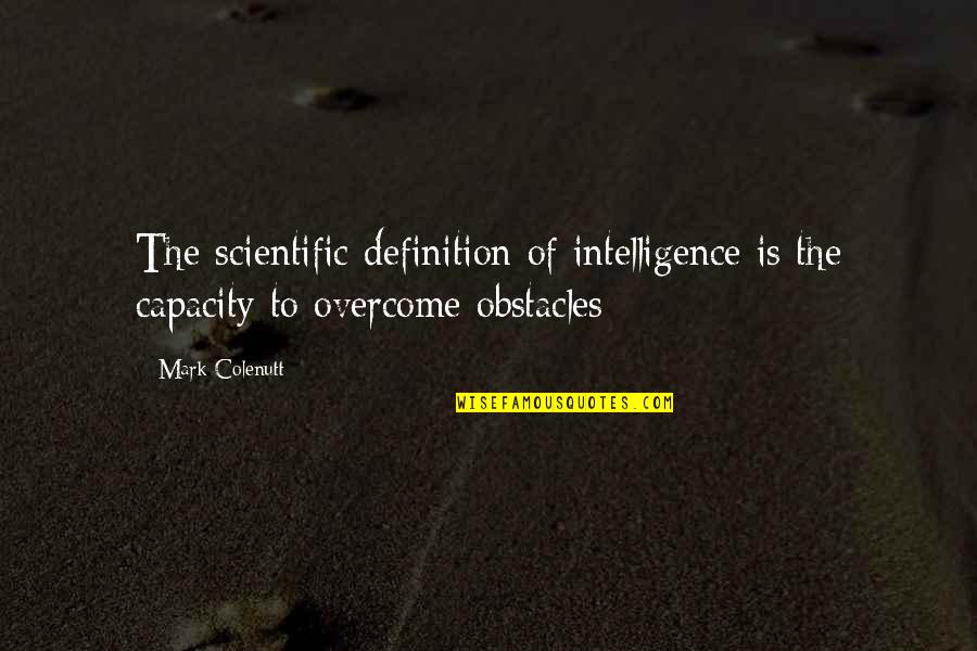 Overcome Obstacles Quotes By Mark Colenutt: The scientific definition of intelligence is the capacity