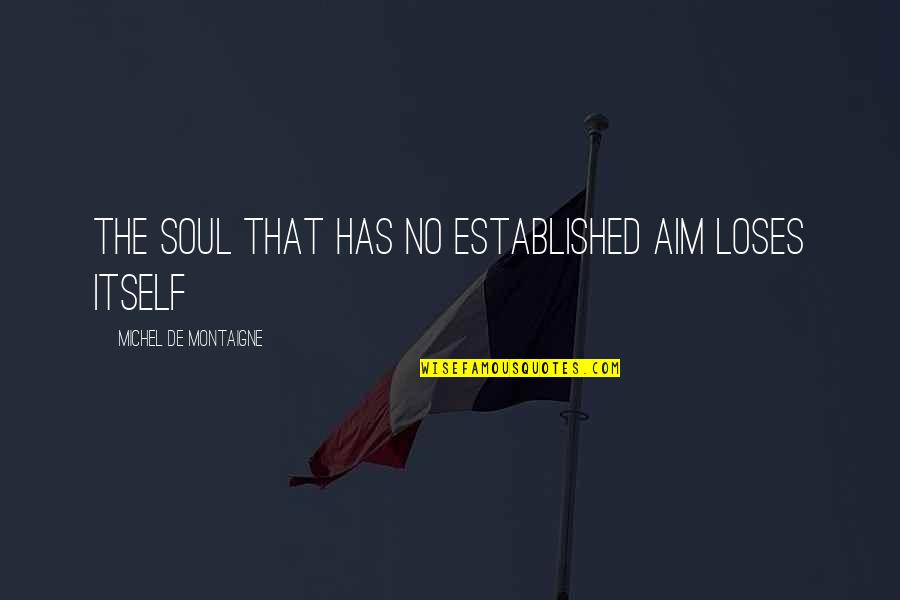 Overcoming Adversities Quotes By Michel De Montaigne: The soul that has no established aim loses