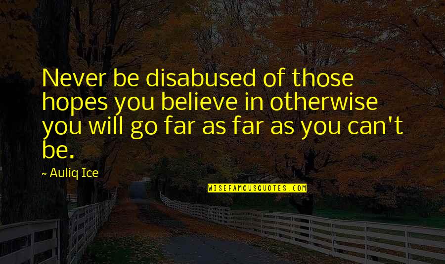 Overcoming Adversity Quotes By Auliq Ice: Never be disabused of those hopes you believe