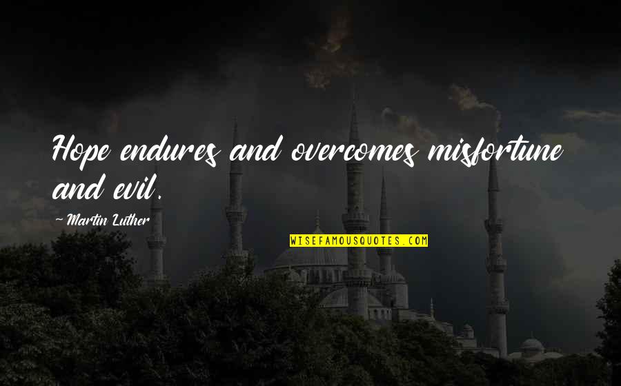 Overcoming Evil Quotes By Martin Luther: Hope endures and overcomes misfortune and evil.