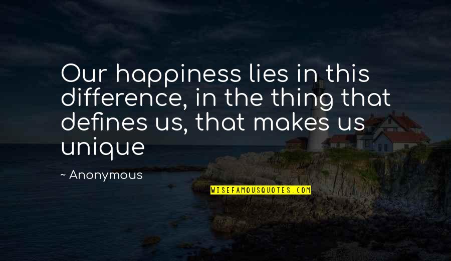 Overdressing Quotes By Anonymous: Our happiness lies in this difference, in the