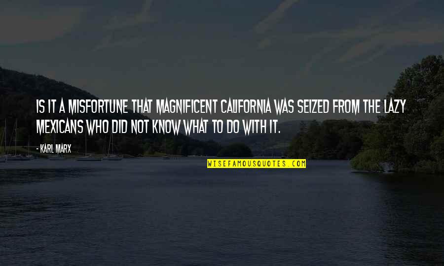Overexerted Myself Quotes By Karl Marx: Is it a misfortune that magnificent California was