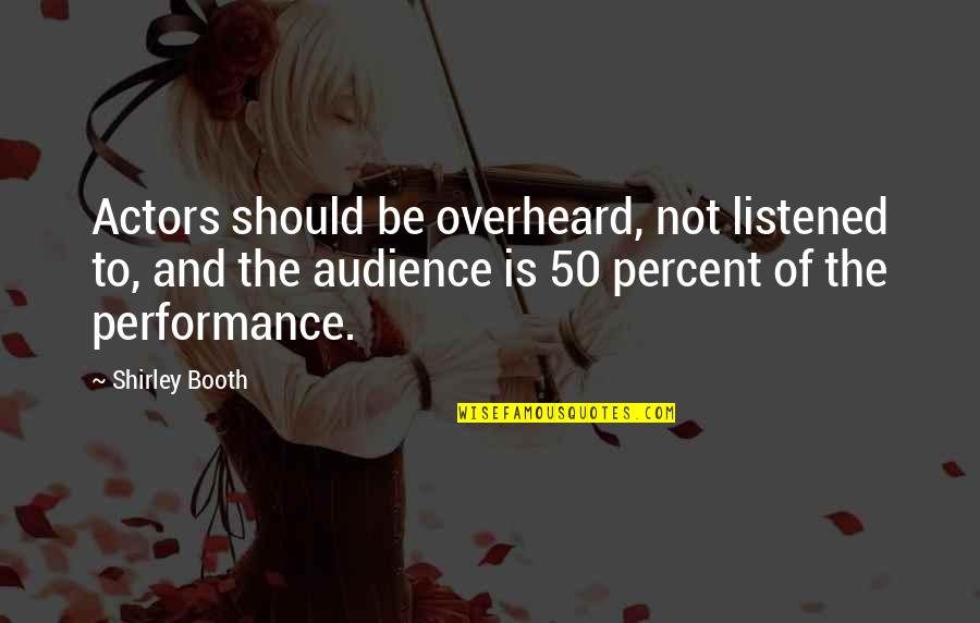 Overheard Quotes By Shirley Booth: Actors should be overheard, not listened to, and