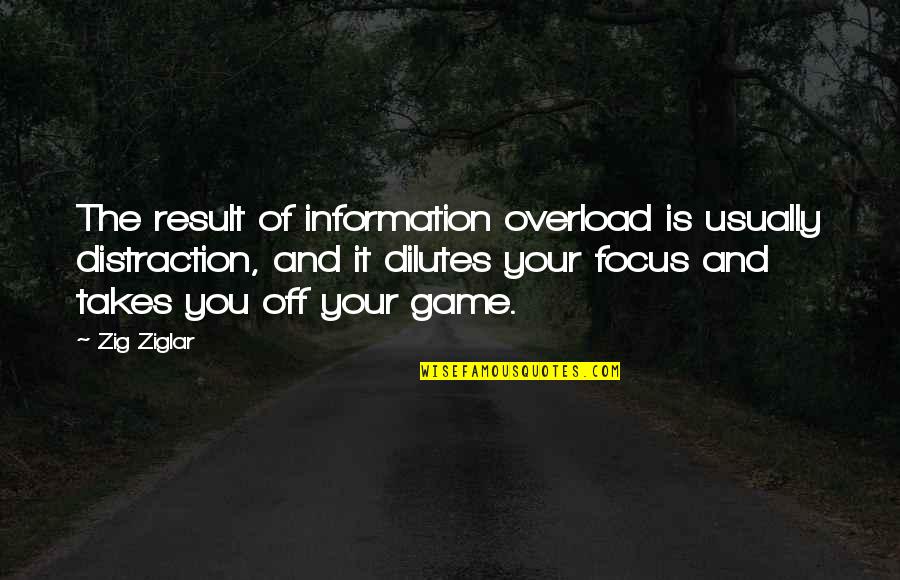 Overload Quotes By Zig Ziglar: The result of information overload is usually distraction,