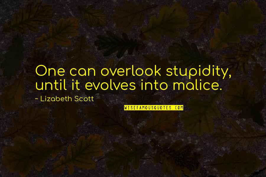 Overlook Quotes By Lizabeth Scott: One can overlook stupidity, until it evolves into