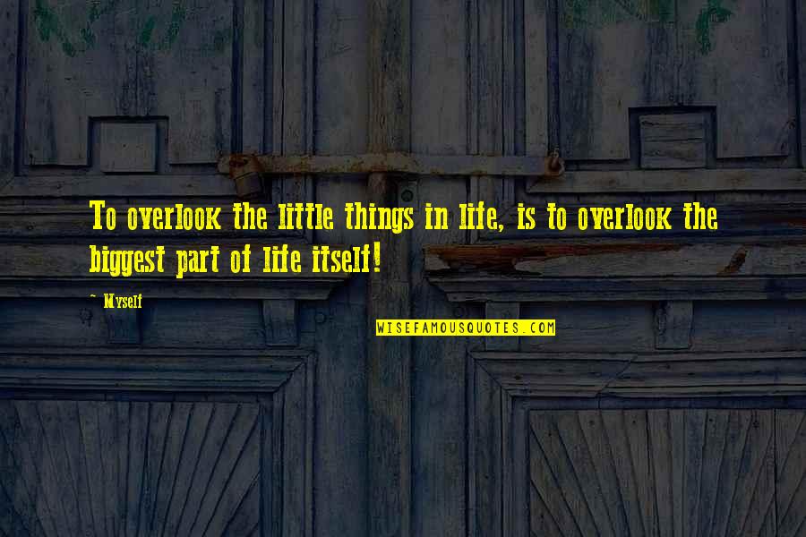 Overlook Quotes By Myself: To overlook the little things in life, is