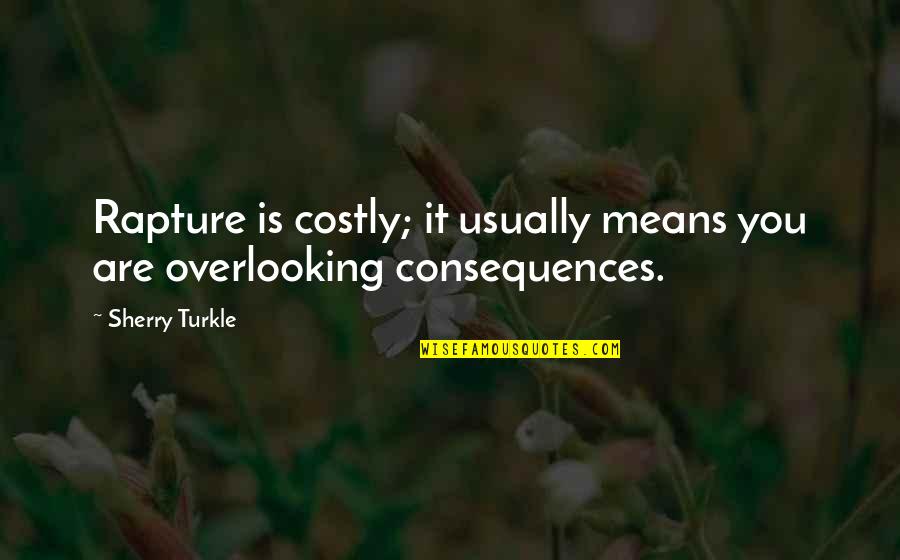 Overlooking Quotes By Sherry Turkle: Rapture is costly; it usually means you are