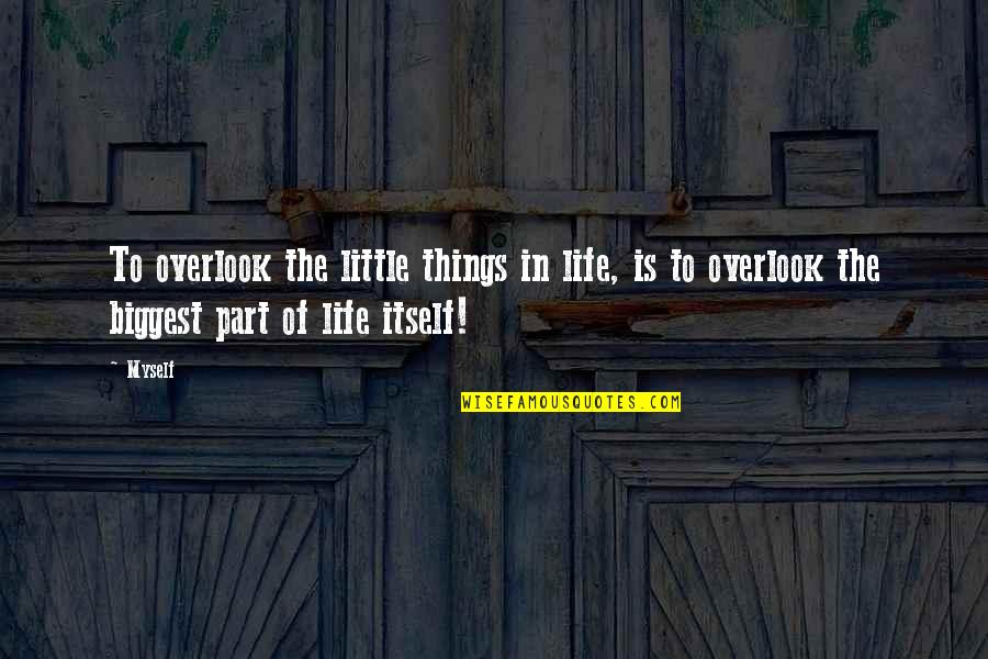 Overlook's Quotes By Myself: To overlook the little things in life, is