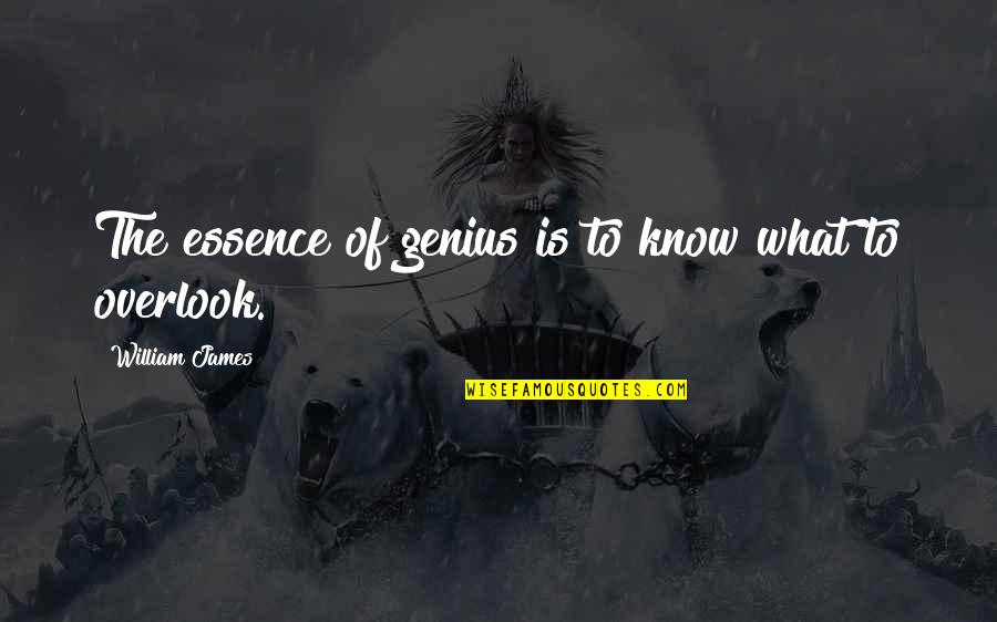 Overlook's Quotes By William James: The essence of genius is to know what