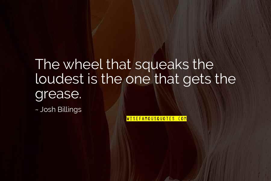 Overly Cautious Hero Quotes By Josh Billings: The wheel that squeaks the loudest is the