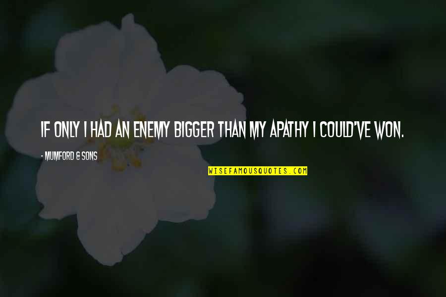 Overly Dedicated Quotes By Mumford & Sons: If only I had an enemy bigger than Overly Dedicated Quotes By Mumford & Sons: If only I had an enemy bigger than