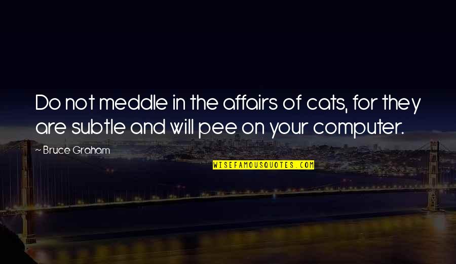 Overly Positive Quotes By Bruce Graham: Do not meddle in the affairs of cats,