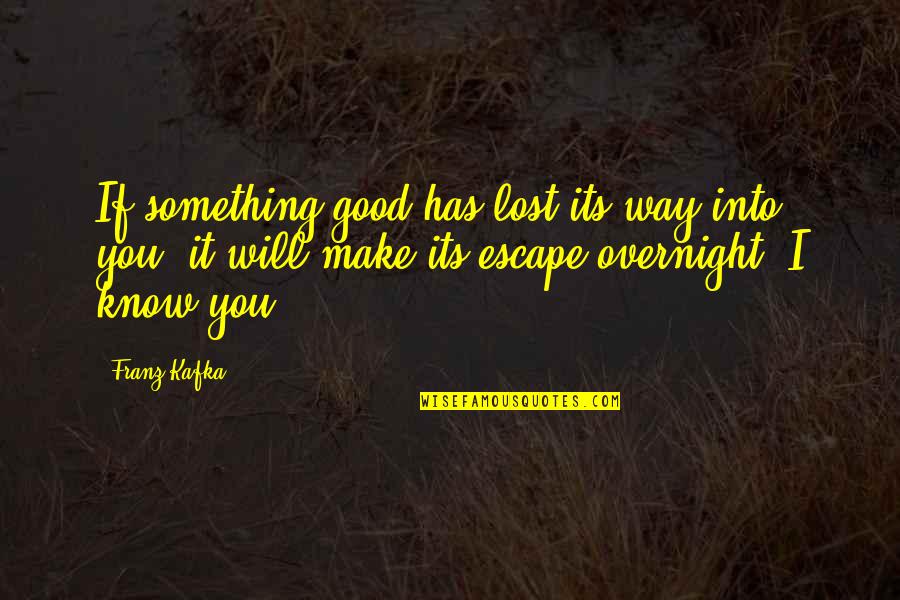 Overnight Quotes By Franz Kafka: If something good has lost its way into