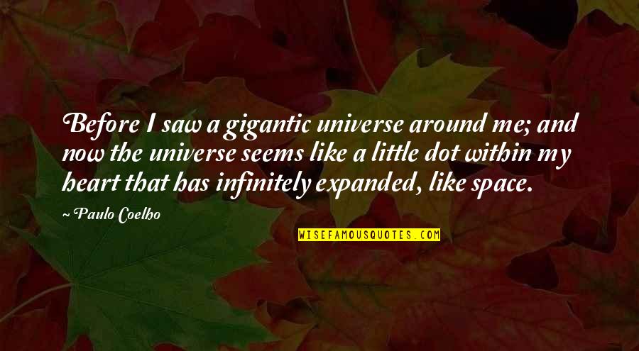 Overson Lumber Quotes By Paulo Coelho: Before I saw a gigantic universe around me;