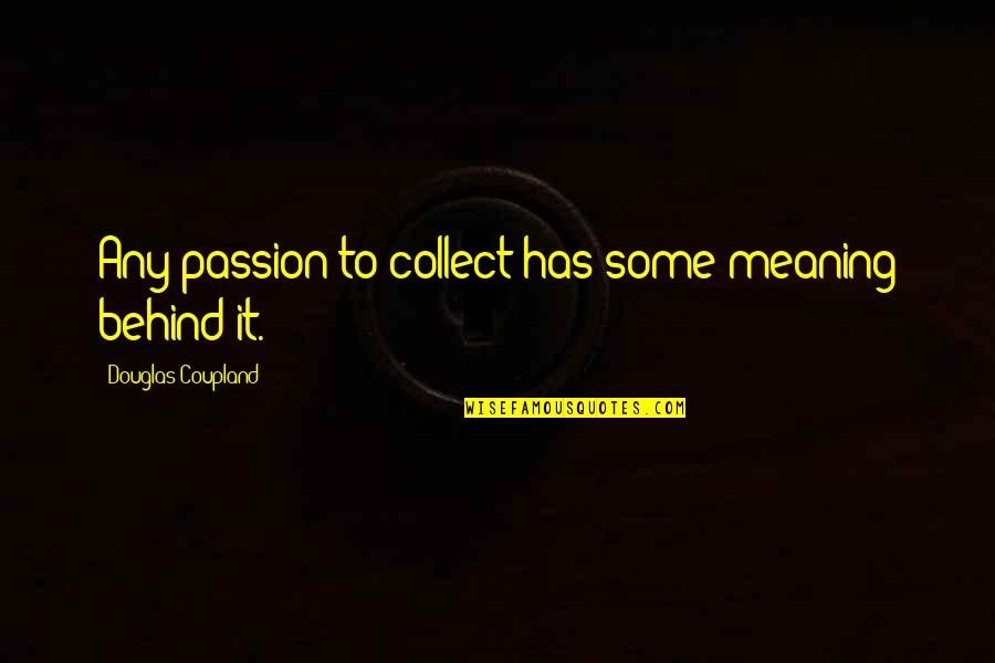 Overthinking Situations Quotes By Douglas Coupland: Any passion to collect has some meaning behind