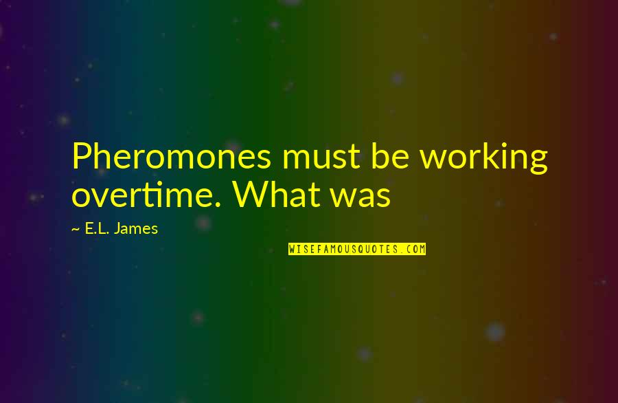 Overtime Quotes By E.L. James: Pheromones must be working overtime. What was