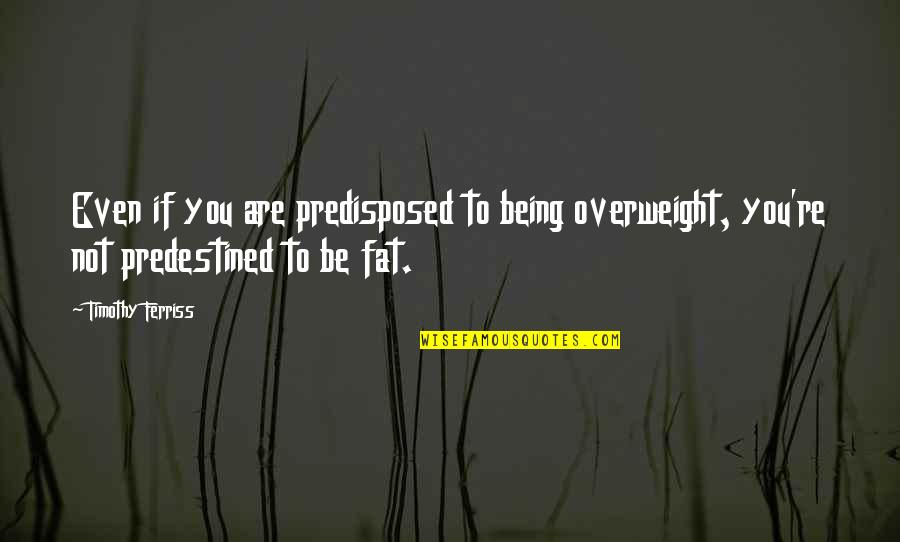 Overweight Quotes By Timothy Ferriss: Even if you are predisposed to being overweight,