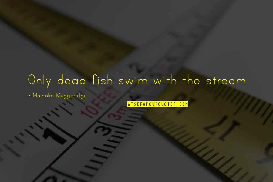 Overy Bingo Quotes By Malcolm Muggeridge: Only dead fish swim with the stream