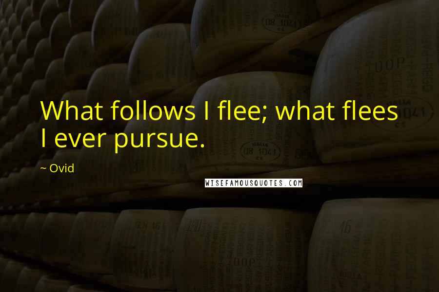 Ovid quotes: What follows I flee; what flees I ever pursue.