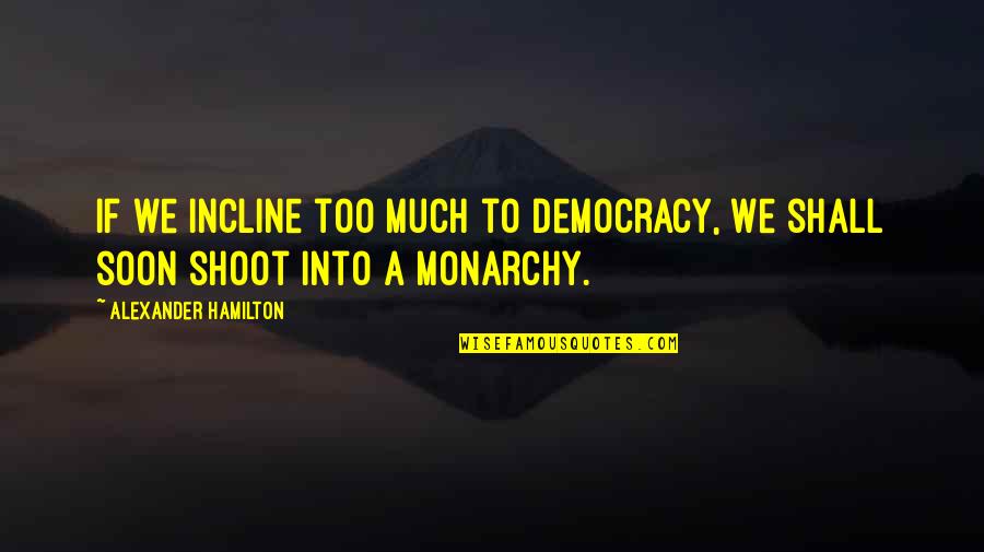 Owing Me Money Quotes By Alexander Hamilton: If we incline too much to democracy, we