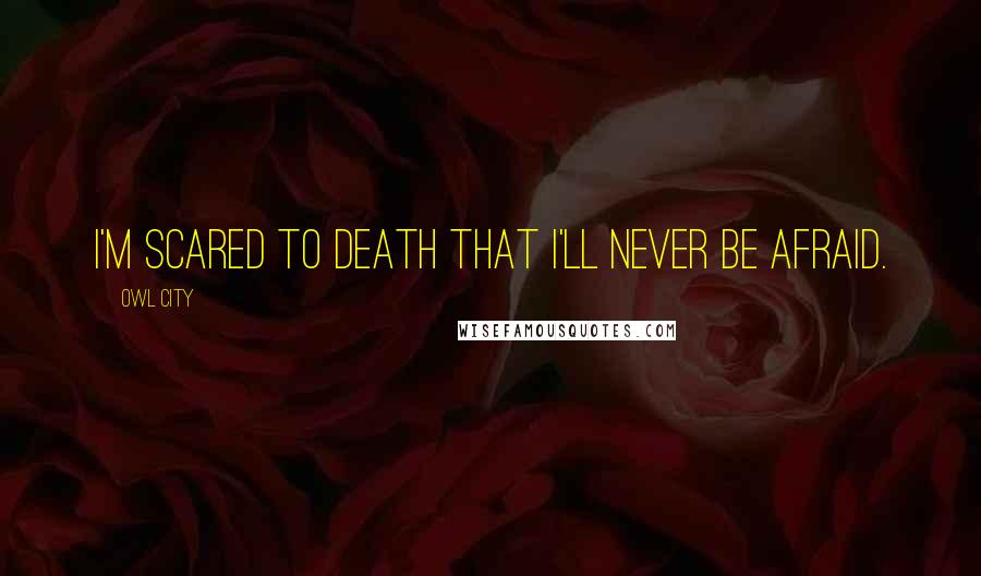 Owl City quotes: I'm scared to death that I'll never be afraid.