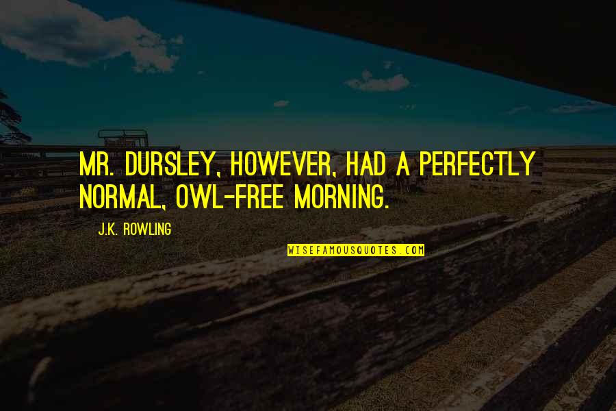 Owl Quotes By J.K. Rowling: Mr. Dursley, however, had a perfectly normal, owl-free