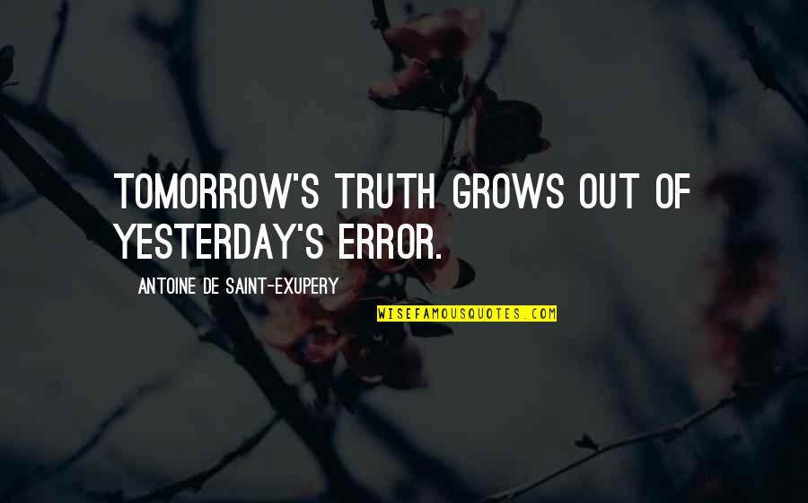 Owls Of Ga Hoole Quotes By Antoine De Saint-Exupery: Tomorrow's truth grows out of yesterday's error.