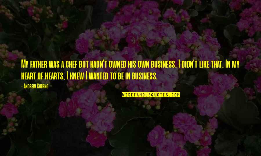 Own Business Quotes By Andrew Cherng: My father was a chef but hadn't owned Own Business Quotes By Andrew Cherng: My father was a chef but hadn't owned