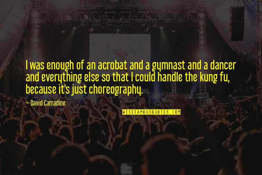 Own Choreography Quotes By David Carradine: I was enough of an acrobat and a
