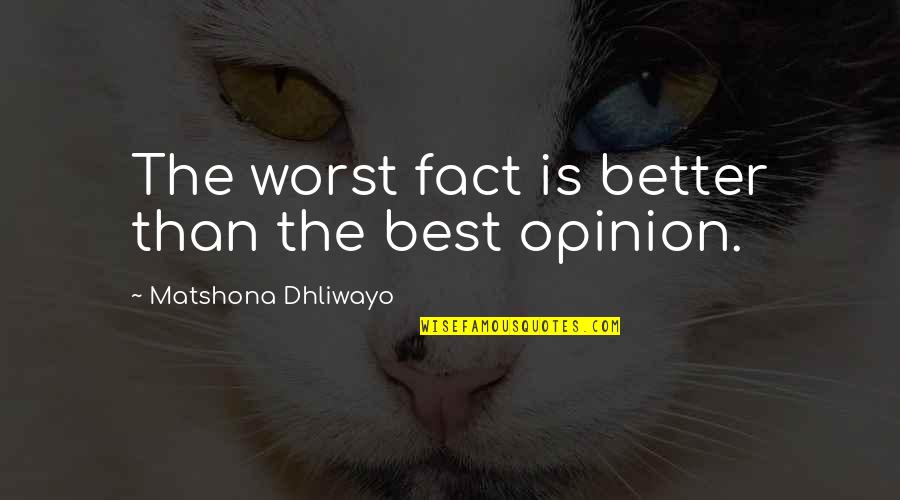 Own Headspace Quotes By Matshona Dhliwayo: The worst fact is better than the best