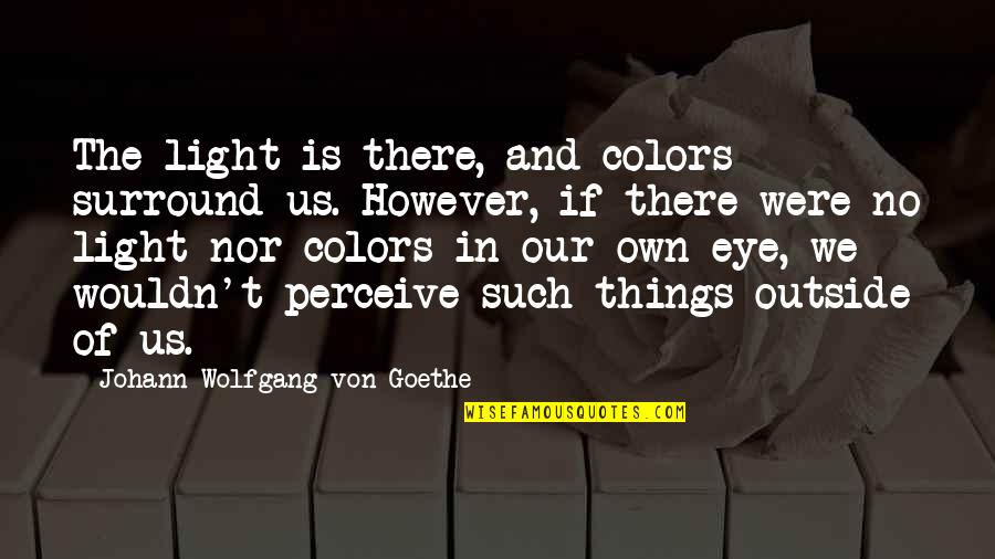 Own Light Quotes By Johann Wolfgang Von Goethe: The light is there, and colors surround us.