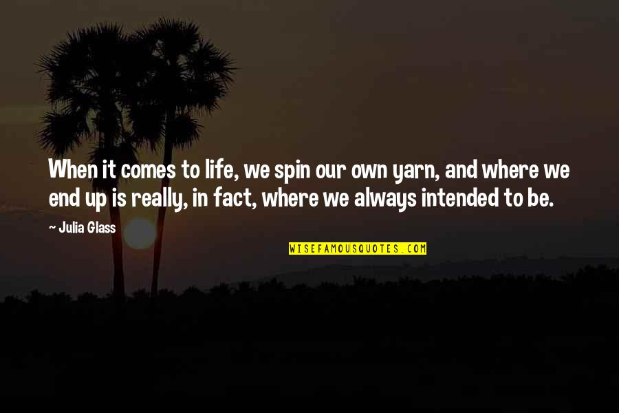 Own Up To It Quotes By Julia Glass: When it comes to life, we spin our