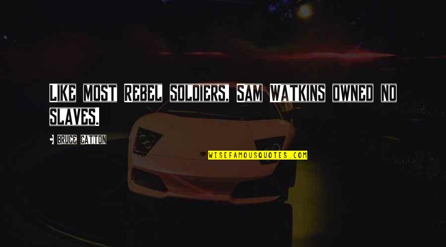 Owned Quotes By Bruce Catton: Like most Rebel soldiers, Sam Watkins owned no
