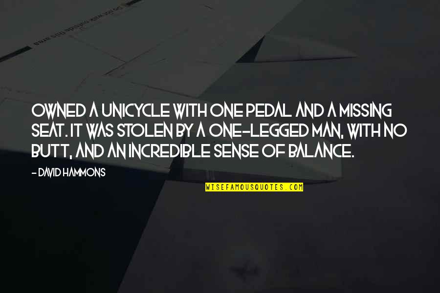Owned Quotes By David Hammons: Owned a unicycle with one pedal and a