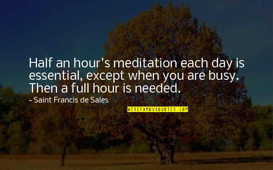 Ox Baker Quotes By Saint Francis De Sales: Half an hour's meditation each day is essential,