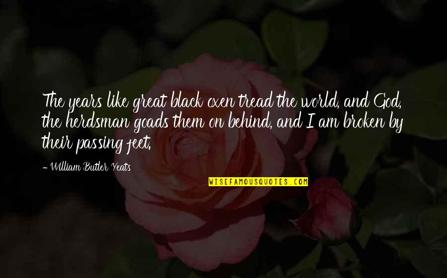 Oxen Quotes By William Butler Yeats: The years like great black oxen tread the