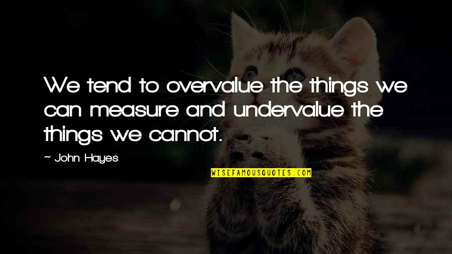 Oxton Kennels Quotes By John Hayes: We tend to overvalue the things we can