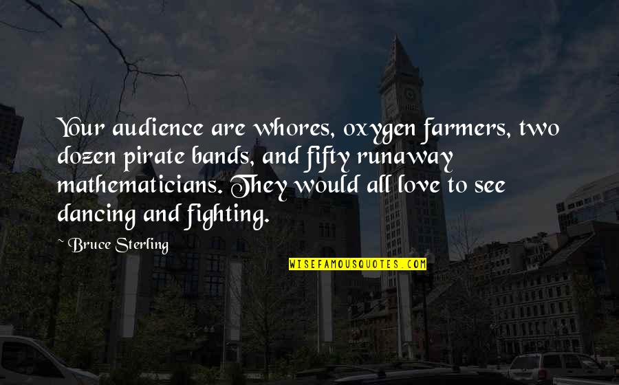 Oxygen And Love Quotes By Bruce Sterling: Your audience are whores, oxygen farmers, two dozen Oxygen And Love Quotes By Bruce Sterling: Your audience are whores, oxygen farmers, two dozen