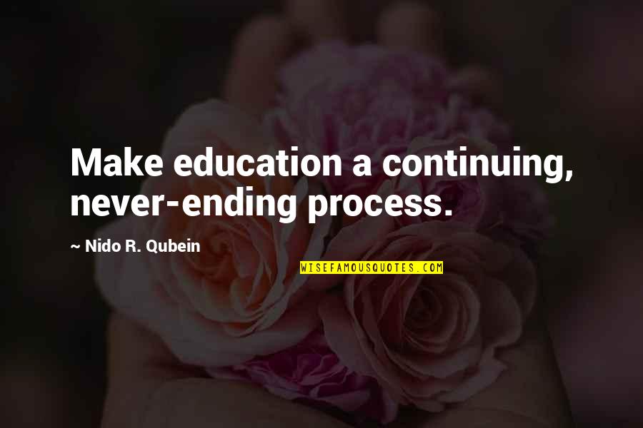 Ozsoy School Quotes By Nido R. Qubein: Make education a continuing, never-ending process. Ozsoy School Quotes By Nido R. Qubein: Make education a continuing, never-ending process.