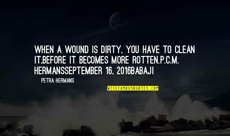P 16 Quotes By Petra Hermans: When a wound is dirty, you have to