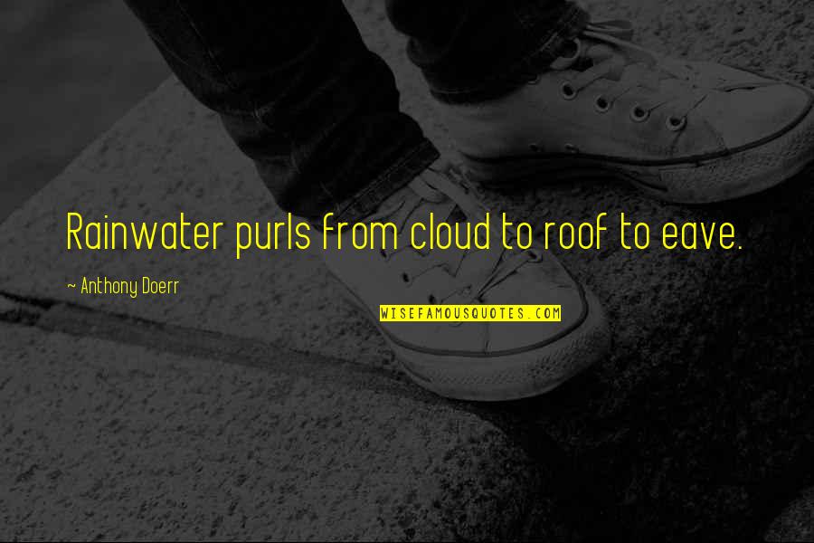 P 69 Quotes By Anthony Doerr: Rainwater purls from cloud to roof to eave.