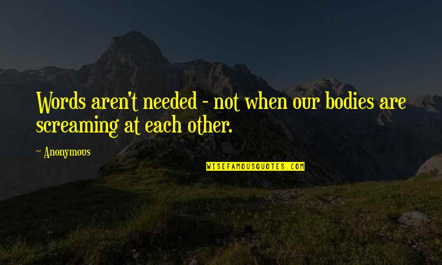 P Blicos Quotes By Anonymous: Words aren't needed - not when our bodies