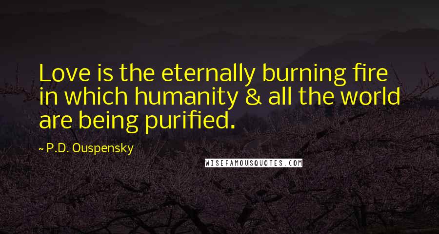 P.D. Ouspensky quotes: Love is the eternally burning fire in which humanity & all the world are being purified. P.D. Ouspensky quotes: Love is the eternally burning fire in which humanity & all the world are being purified.
