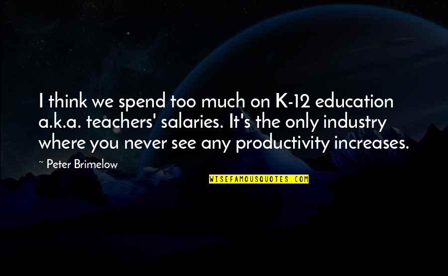 P E Teachers Quotes By Peter Brimelow: I think we spend too much on K-12