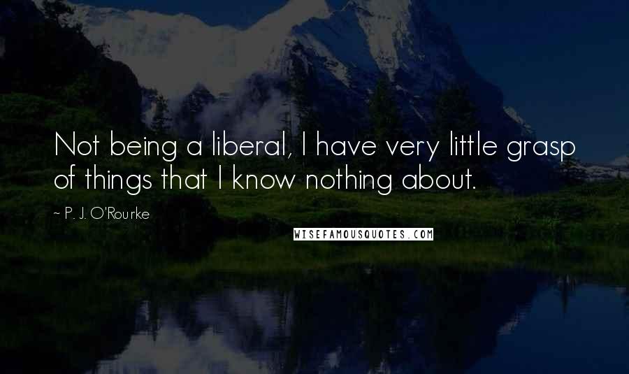 P. J. O'Rourke quotes: Not being a liberal, I have very little grasp of things that I know nothing about.