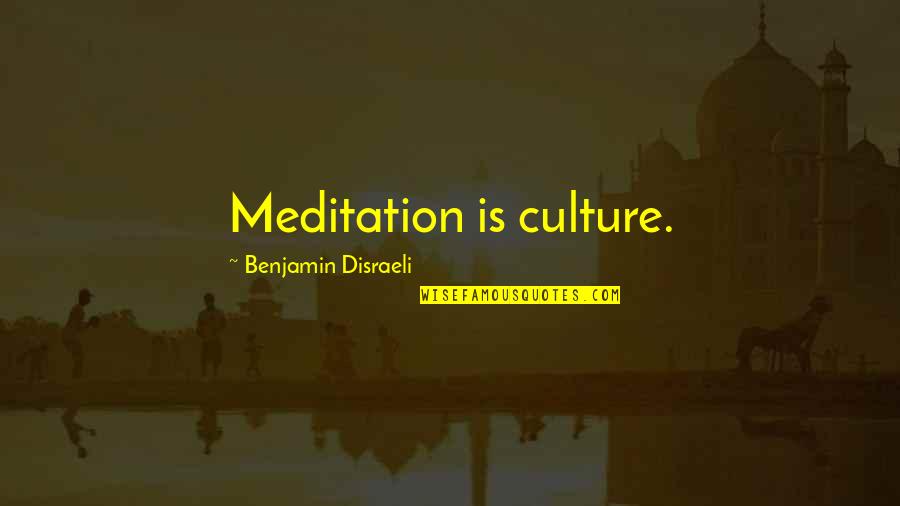 P R Zok Quotes By Benjamin Disraeli: Meditation is culture. P R Zok Quotes By Benjamin Disraeli: Meditation is culture.