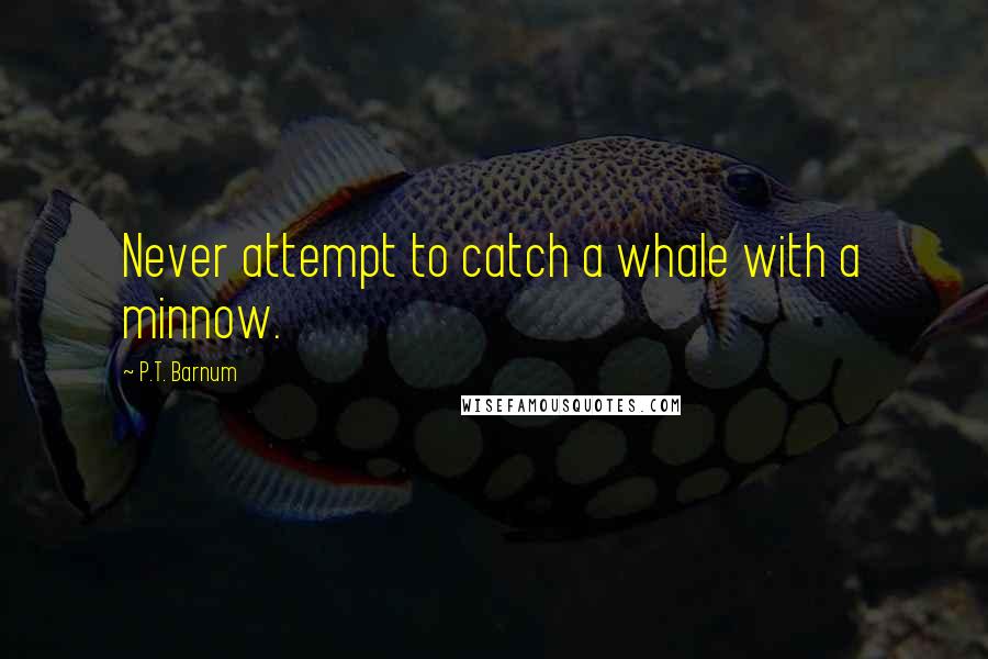 P.T. Barnum quotes: Never attempt to catch a whale with a minnow.