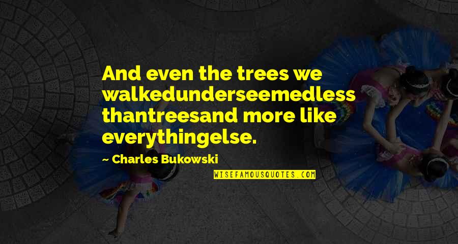 P0420 Quotes By Charles Bukowski: And even the trees we walkedunderseemedless thantreesand more P0420 Quotes By Charles Bukowski: And even the trees we walkedunderseemedless thantreesand more