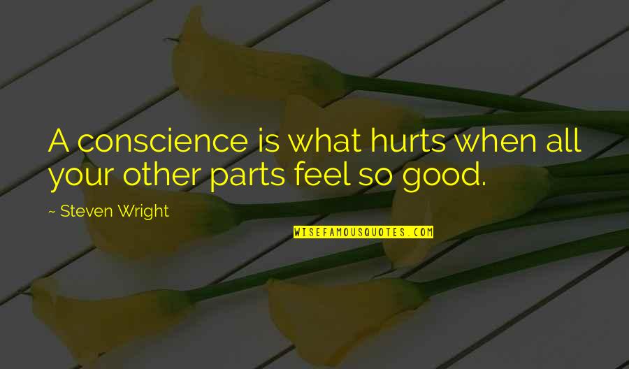 P2201 Quotes By Steven Wright: A conscience is what hurts when all your